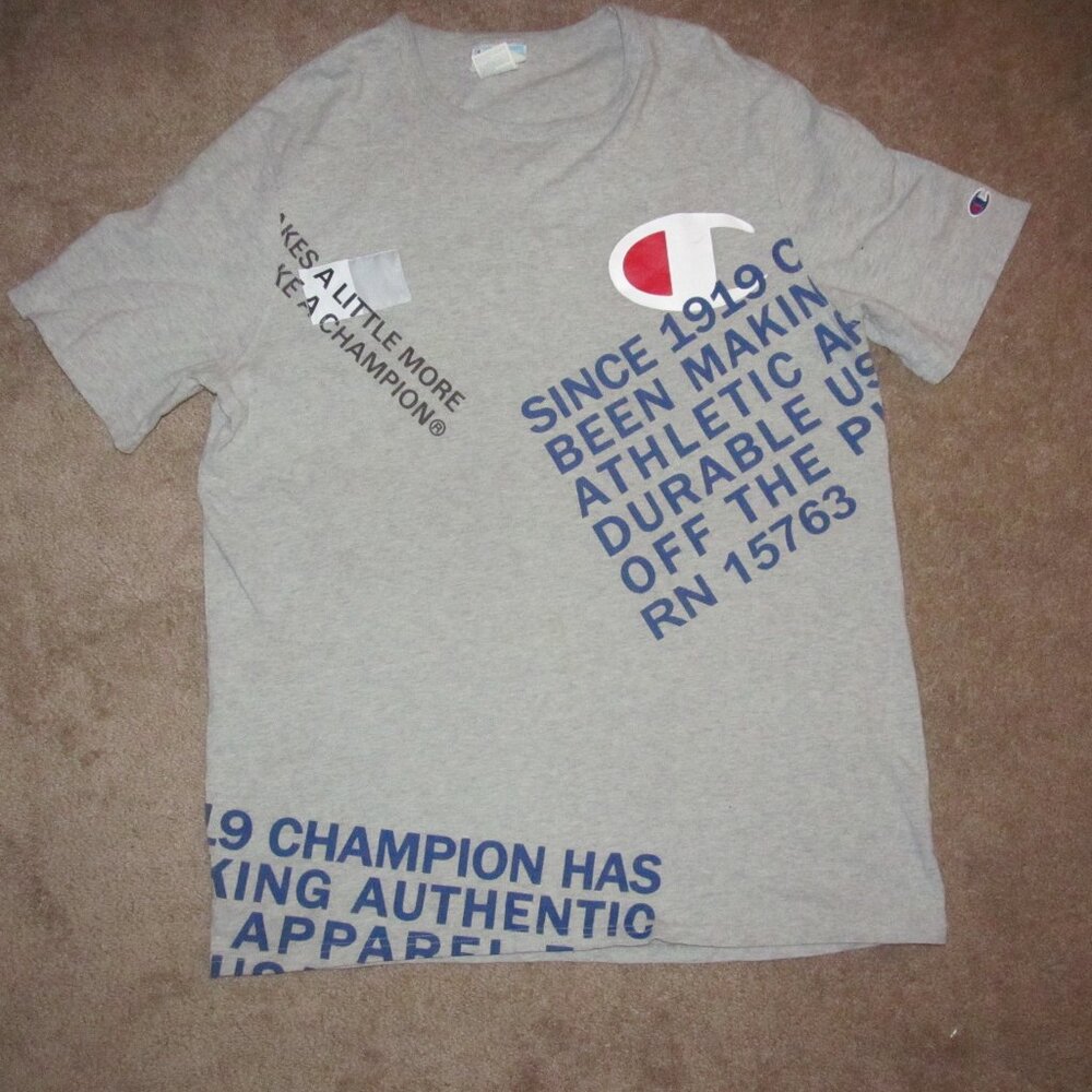 Vintage 1980's Champion Graphic T-Shirt Men's Size XL Gray Multicolor